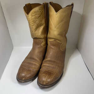 Justin Boots 3425 Men's 9D Buckskin Apache Bullhide Leather Two-toned Brown